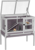 Aivituvin Wooden Guinea Pig Cages Indoor with Removable Stand, Anti Chewing Rabbit Hutch with Ramp and Wire Mesh, 2 Stor