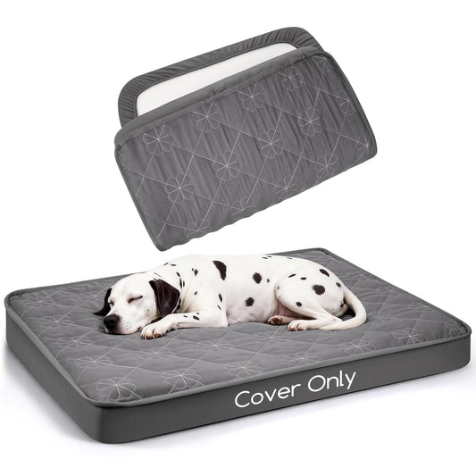 Waterproof Dog Bed Cover Replacement Washable 2 Pack, Soft & Noiseless Quilted Fitted Sheet with Elastic Band, Easy to Clean Dog Bed Sheets Pet Bed Liner for Dog/Cat - 36x27 Inch, Grey, Cover Only
