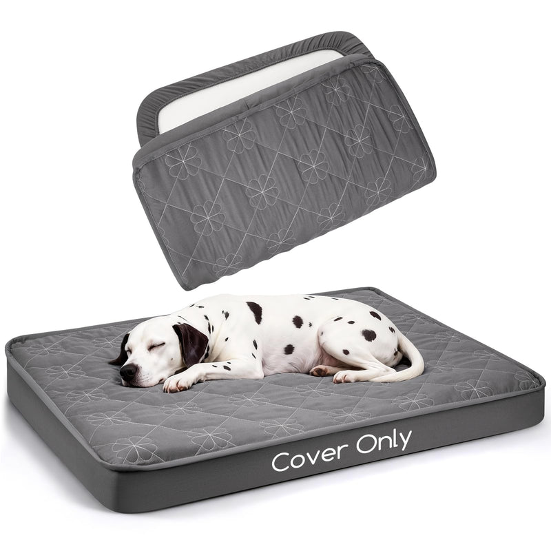 Waterproof Dog Bed Cover Replacement Washable 2 Pack, Soft & Noiseless Quilted Fitted Sheet with Elastic Band, Easy to Clean Dog Bed Sheets Pet Bed Liner for Dog/Cat - 36x27 Inch, Grey, Cover Only