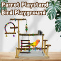 kathson Parrot Play Stand Parakeet Playground Bird Jungle Gym Wood Conure Playstand Hanging Chewing Toys with Swings and