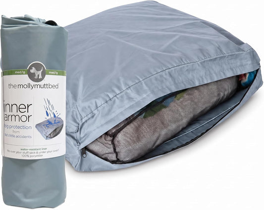 Molly Mutt Water-Resistant Dog Bed Liner, Polyester Bed Liner for Dogs, Easy to Clean, Gray, Medium/Large, 27”x36”x4.75”