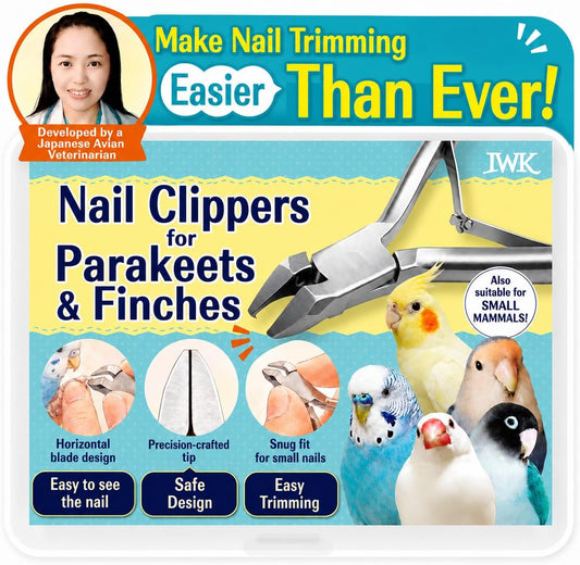 IWK Parrot and Finch Nail Clipper for Small Birds, Horizontal Blade Design, Safe Design, Compatible with Small Mammals, 