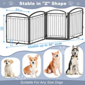Paulmele Full Metal Free Standing Dog Gate with Door for Indoor & Outdoor,96'' Extra Wide 32'' Tall Dog Gate for The Doorways,Large Openings,Decks,Porch,Pet Freestanding Safety Fence(4 Panels,Black)
