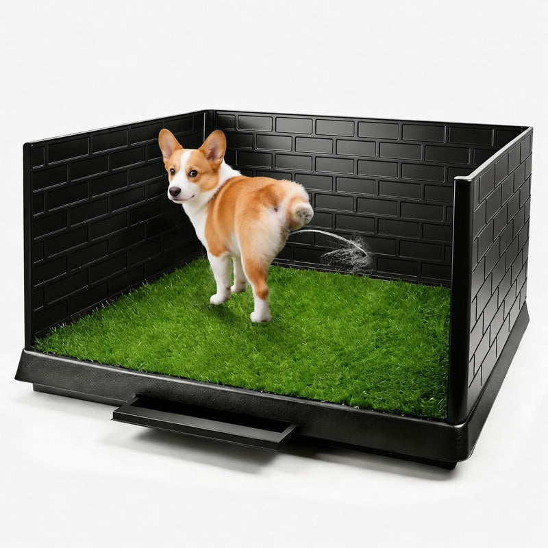 Dog Grass Pad with Tray and Drawer, Indoor Dog Potty Training System