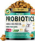 Cat Probiotics Tasty Chews –500 Chews Crunchy & Creamy Texture, Fish Oil Omega-3 Skin & Coat Health Digestive & Gut Support, Constipation Relief, Healthy Stool, Chicken Krill Flavor