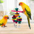 Hypeety Wooden Blocks Bird Chew Toys Natural Hanging Chewing Toy with Bells