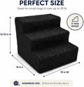 ZENVY 3-Step Pet Stairs for Small Dogs and Cats Up to 20 lb, Fleece-Covered Indoor Pet Steps with Removable Cover, MDF W