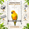 Stainless Steel Large Bird Swing, Parrot Swing Perch, 304 Stainless Steel Bird Stand, Bird Sewing Toy, Textured Anti-Sli
