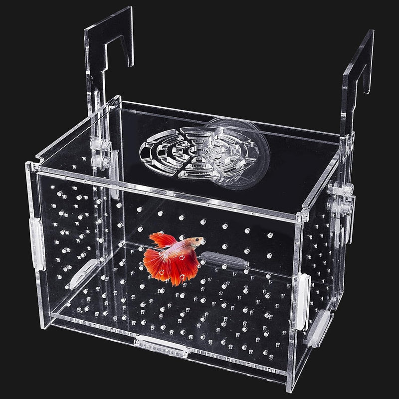 Hamiledyi Acrylic Breeding Isolation Box - Transparent Aquarium Hatchery for Guppy/Shrimp/Small Fish, Safe Nursery Tank 