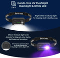 SEVENKA 2in1 UV Headlamp Flashlight Black Light & White Light, Rechargeable LED Hands Free Blacklight 395nm, Mini Ultrav
