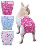 CuteBone Washable Dog Diapers Female No Tail Hole 3 Pack Reusable Doggie Period Training Pants for Docked-Tail Frenchie French Bulldog Boston Terrier Without Tail WWD15M