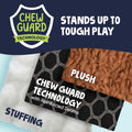 goDog Dinos Bruto Checkers Tough Plush Toy with Chew Guard Technology, Durable Checkered Fabric and Squeaker for Active 