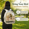 Bird Carrier Backpack for Small Medium Birds, Bird Travel Cage with Adjustable 2 Wooden Perches, Removable Tray, Feeder 