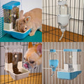 Automatic Pet Food Water Dispenser, Auto Gravity Pet Feeder Water Bottle Set for Crate Cage, Feeding Station for Small D