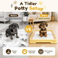 Dog Litter Box, Indoor Puppy Potty Tray with Stainless Steel Grate
