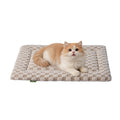 Cadolov Cat Bed Mat for Indoor Cats, Washable Dog Beds Crate Pad for Small Medium Dogs, Soft Cute Plush Non Slip 3D Pattern Pet Bed Khaki 18''x14''