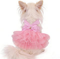 XXS Dog Clothes Girl, Female Dog Dresses for Small Dogs Girl, Pink Dog Tutu Dress, Sweet Puppy Princes Skirt with Dog Bo