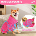 SlowTon Dog Bathrobe Drying Coat – Super Absorbent Microfiber Towel Wrap with Adjustable Collar & Belly Strap, Fast Drying Bath Robe for After Bath Swim, for Large, Medium, Small Dogs (Pink M)