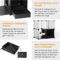 PAWING Cat Enclosure Indoor with Litter Box, 3-Tier Metal Wire Cat Cage, DIY Detachable Design for Cats, Kittens & Small