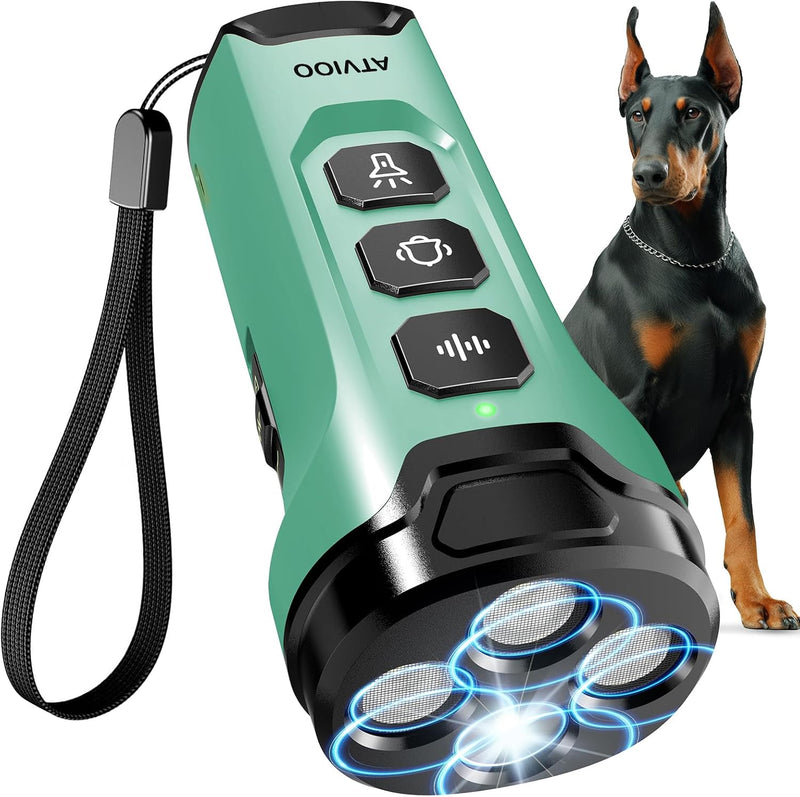 Dog Bark Deterrent Devices - Humane & Effective Training Dog, Stop No More Barking with 3X Ultrasonic Emitters (Light Gr