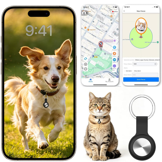 GPS Tracker for Dogs, Mini Smart Pet GPS Tracker, Real-Time Anti-Lost GPS Dog Collar, No Monthly Fee, No SIM Card, Waterproof Lightweight, 365-Day Long Battery Life, Compatible with iOS & Android
