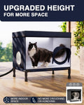 Weatherproof Heated Cat House for Cats, Blue, 14.75"x26.55"x20.5"