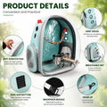 Rypet Bird Carrier Backpack Parrot Portable Breathable Bag Pet Bird Lightweight Travel Cage with Standing Perch and Stainless Steel Tray（Mint Green）