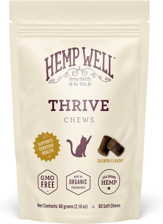 Hemp Well Organic Thrive Cat Soft Chews, Hip & Joint Support, 60-Count