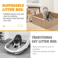 4 PCS Disposable Litter Boxes for Cats, Foldable Cardboard Cat Litter Box, Portable Waterproof Travel Litter Box for Cats（16.7x12.8x5.3 Inch）