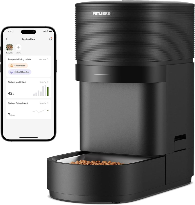 PETLIBRO Automatic Cat Feeder | Smart Scale Tracks Actual Food Intake, 5G & 2.4G WiFi, 5L Automatic Cat Food Dispenser w