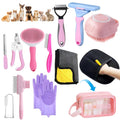 Oromaviela 12PCS Rabbit Bunny Cat Grooming Kit,Self-Cleaning Slicker Brush&Deshedding Tool,Dematting Comb,Nail Clipper&F