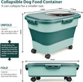 Viretec Dog Food Storage Container, 10-20Lbs Collapsible Pet Food Storage Containers with Rolling Wheel Airtight Locking Lid, Dry Food Storage Bin with Cup and Scoop,Suitable for Pet Food, Flour, Rice