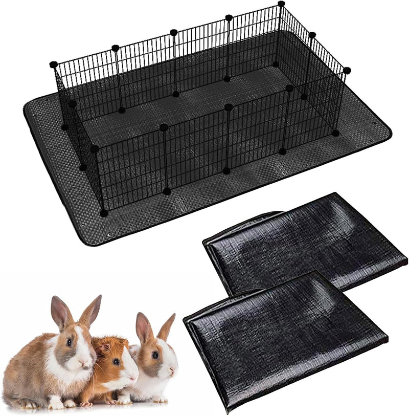 Oncpcare Waterproof Pet Playpen Mats for Rabbits 2 Pack, 59×39 in (Black) – Floor Protector and Easy-Clean Cage Liner fo