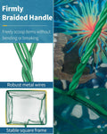 Pawfly Aquarium Fish Net with Braided Metal Handle Square Net with Soft Fine Mesh Sludge Food Residue Wastes Skimming Cl