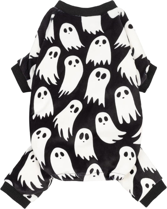 Fitwarm Halloween Ghost Dog Pajamas, Funny Halloween Costumes for Dogs, Fleece Dog Onesie with Feet, Doggy Clothes for S
