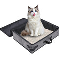 Foldable Travel Litter Box for Cats with Zipped Lid, Portable Cat Litter Box, No Leakage, No Smell, Waterproof for Travel, Car, Camping, Hotel