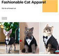 DENTRUN Cat Tuxedo Outfit, Sphynx Cat Costume Formal Suit with Bow Tie, Stylish Cat Shirt Fashion Apparel Fancy Clothes, Kitten Formal Attire Wedding Onesie Costume for Cats Only