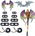 COMSUN 2 Pack Bearded Dragon Harness Leash Set with Leather Dinosaur Wings