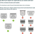 Animal Stainless Steel Attachment 8 Colors Guide Comb Set from 1/8 Inch to 1 Inch(3-25mm),Compatible with Andis, Oster A5, Wahl KM10 Series Clipper Detachable Blade(Only fit for 15# 10# 30# blade)