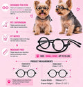 G015 Dog Cat Pet Costume Glasses Goggles for Small Breeds up to 15lbs (Round Black-Clear Lens)