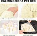 Pesonlook Cream White Plush Pet Sofa Bed for Cats and Small Dogs, 30 x 20 x 10 in Luxury Ribbed Cat Couch with Raised Ba