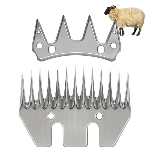 Sheep Shears Wool Clippers Universal Replacement Blades, Shearing Comb and Cutter Blade Set, Stainless Steel Straight 13-Teeth Detachable Trimmer Shears for Grooming Goats, Lambs, Llamas, Alpacas