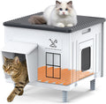 Indestructible Heated Cat House for Outside Winter, Heated Outdoor Cat House Weatherproof with Escape Door, Waterproof &