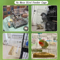 No Mess Bird Feeder for Cage, Automatic Acrylic Bird Feeder Seed Catcher Tray Cage with Stainless Steel Hooks for Small 