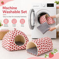 Guinea Pig Hideout Tunnel Set, 2 Pack Washable Small Animal Bed with Removable Cushion, Hamster Hideout Play Tunnel Toys