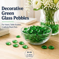 ARSUK Green Glass Beads, 100pcs (0.7-0.8 in) Flat Marbles for Vase Fillers