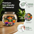 1 Gallon Clear Plastic Fish Bowl Set with 5 Artificial Plants and Stones