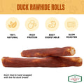 Amzey Collagen Treats for Dogs, 10" Rawhide Retriever Rolls Dog Chews Treats, Duck Wrapped Rawhide Bones Long-Lasting for Large Dogs 50lbs Up, All Natural Duck Basted Dog Rawhide Chews, 5 Count