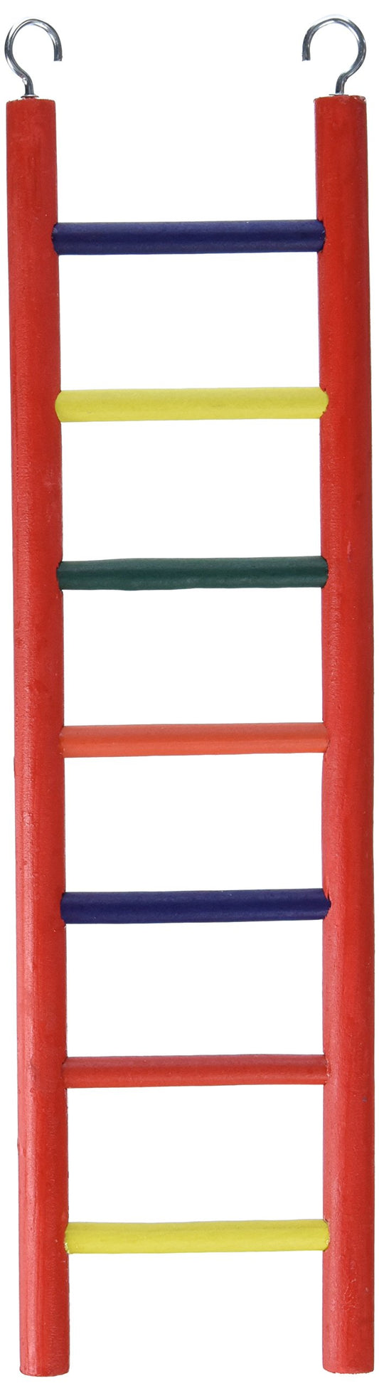 Prevue Pet Products 7-Rung Wood Bird Ladder - Enclosure Accessories for Small Birds, Hanging Cage Toy for Climbing, Healthy Foot Exercise, Beak Play, and Bird Engagement - Multi-Colored
