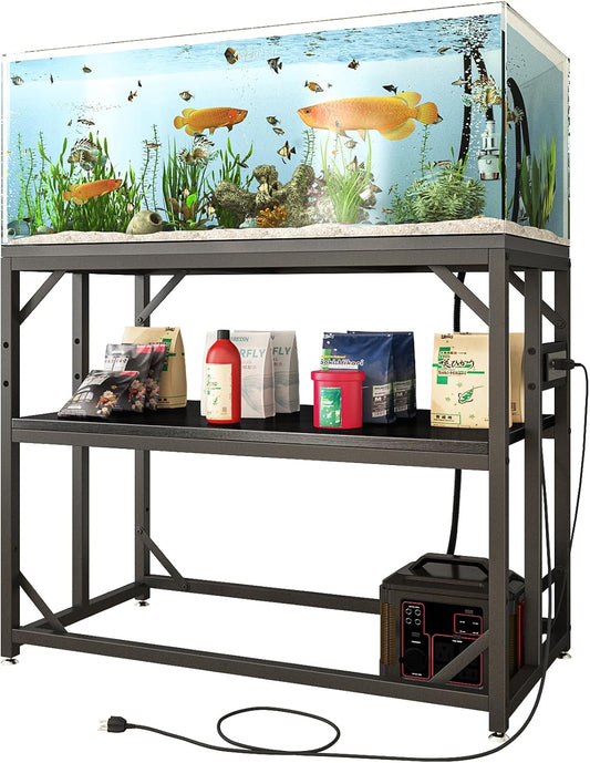 METYERRY 40 Gallon Fish Tank Stand with Power Outlet,Adjustable Shelf